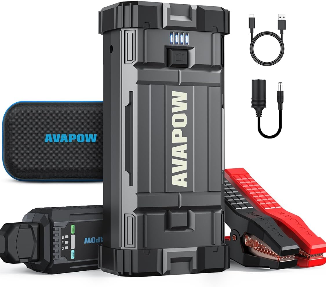 AVAPOW Car Jump Starter, 4000A Peak Battery | For All Gas or Up to 10L Diesel, Portable Booster Power Pack, 12V Auto Jump Box with LED Light