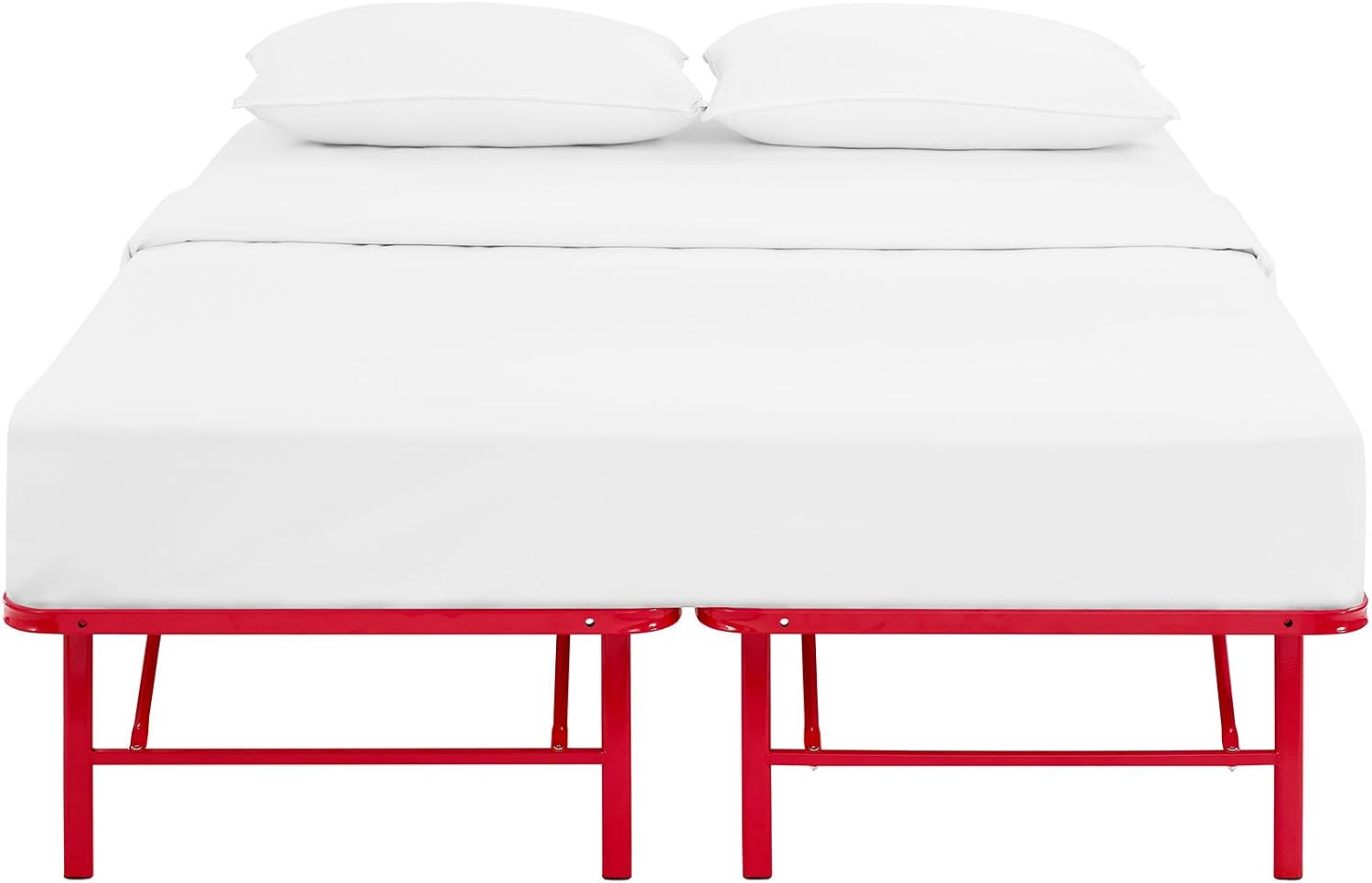 Modway Horizon Queen Bed Frame In Gray - Replaces Box Spring - Folding Metal Mattress Bed Frame