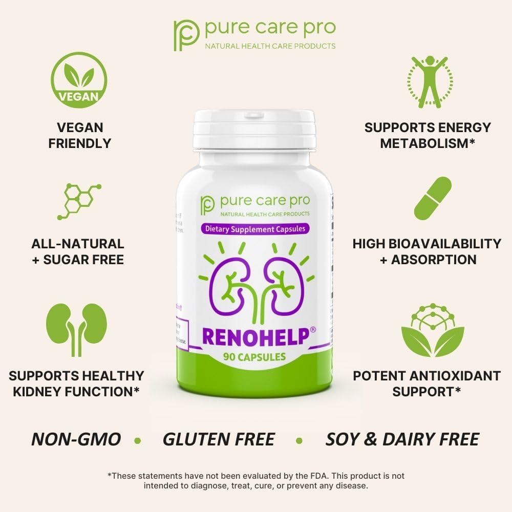 Renohelp Powerful All-Natural Kidney Support Supplement for Healthy Kidney Function, Creatinine Levels and Glomerular Filtration