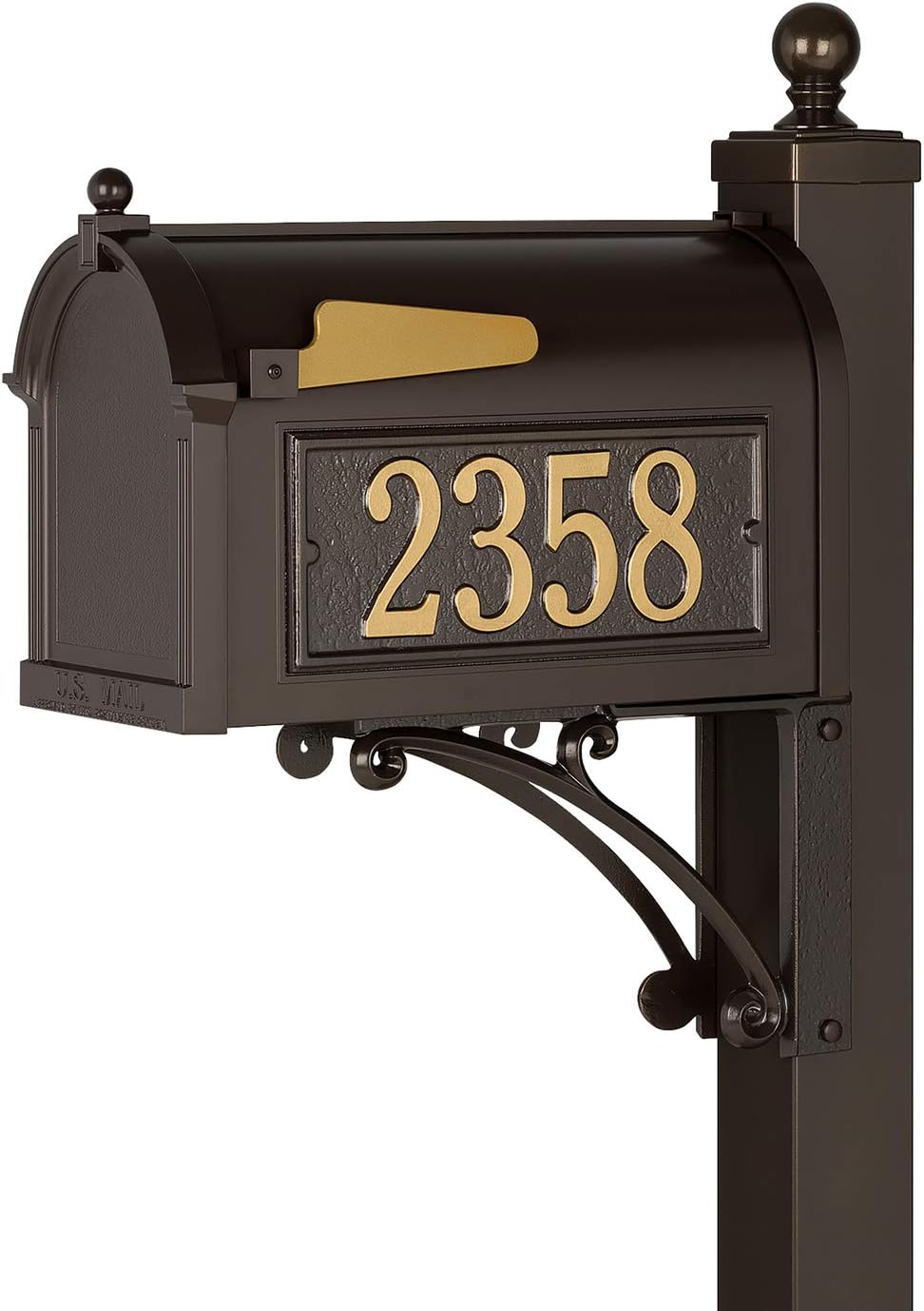 Whitehall Products Deluxe Mailbox Package, Aluminum, French Bronze - Includes Side plaques (Order Form Will be with delivery)