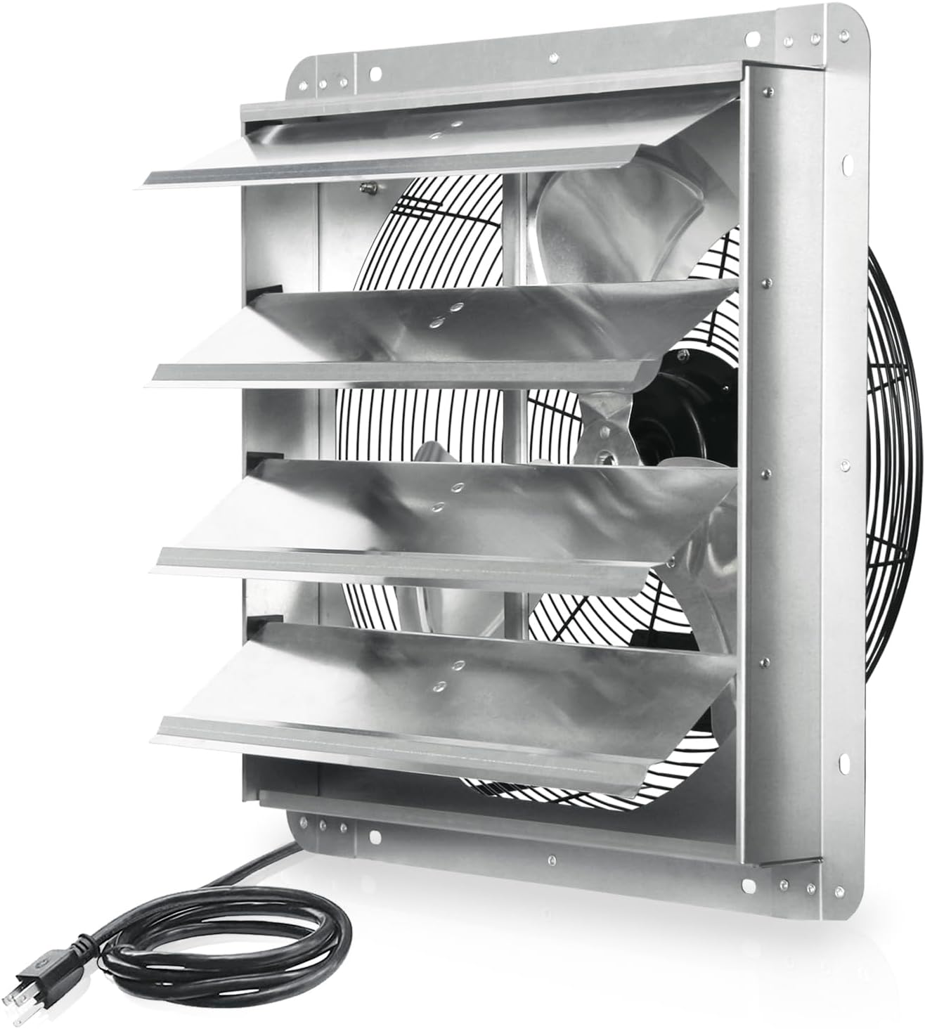KEN BROWN 12 Inch Shutter Exhaust Fan Wall Mounted, Aluminum with 1.65 Meters Power Cord Kit, High Speed 1450CFM, Vent fan for Commercial, Greenhouse