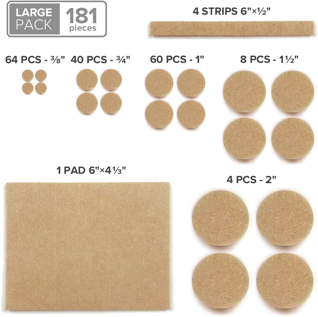 Felt Furniture Pads X-PROTECTOR 133 PCS Premium Furniture Pads - Felt Pads | Furniture Feet Wood Floor Protectors - Protect Your Hardwood & Laminate Flooring! Brown and Beige