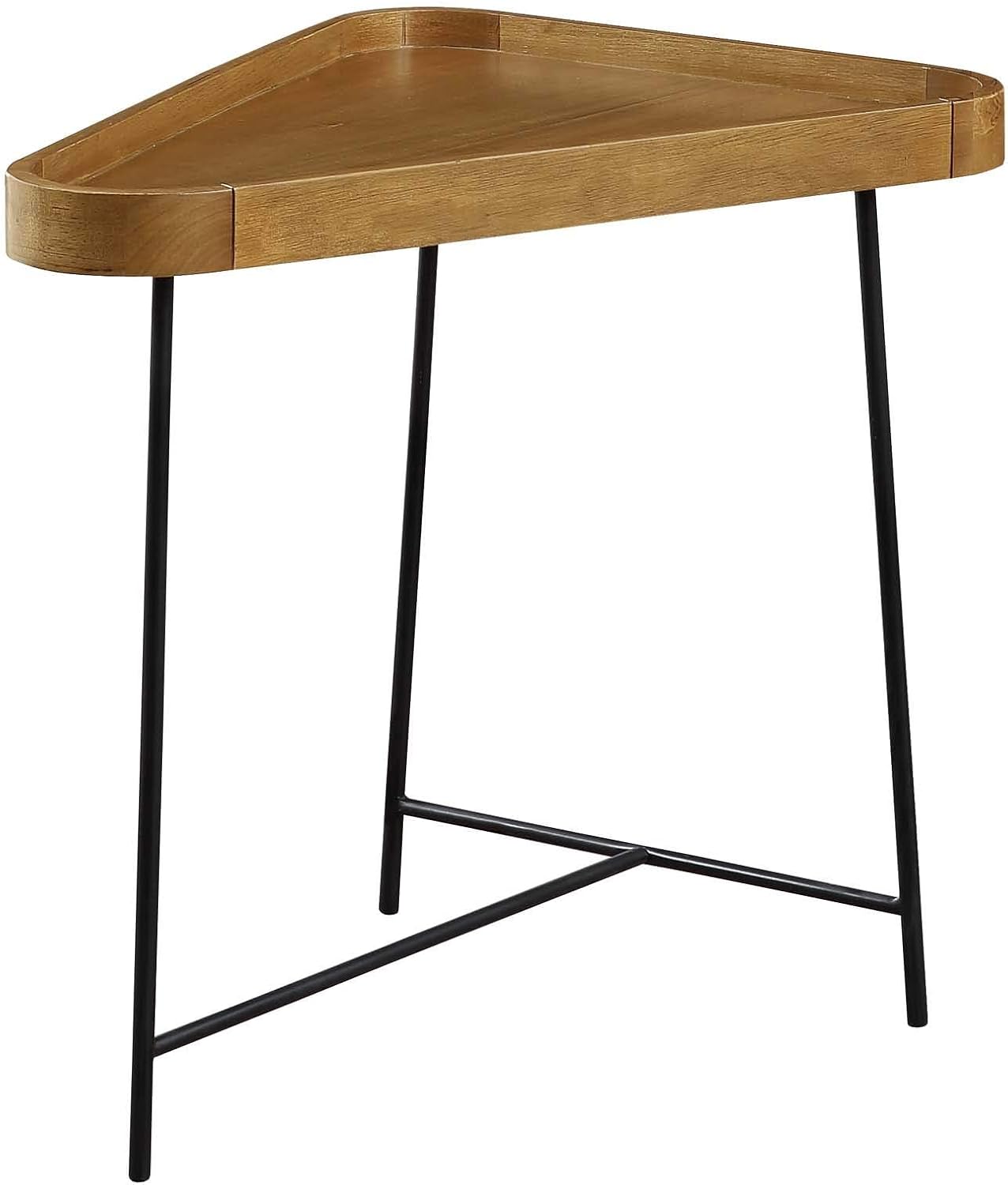 Convenience Concepts Lunar Triangle Wedge End Table 27" - Modern Side Table for Living Room Table with Iron Hairpin-Style Legs