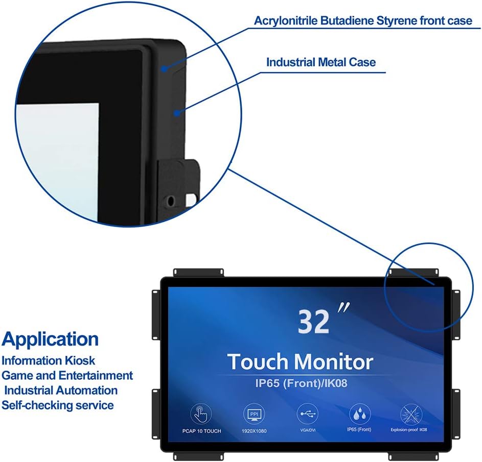 GreenTouch 18.5 Industrial Touch Monitor Open Frame, HDMI/VGA/DVI Interface, Muliti Touch Capacitive Touch Screen Technology