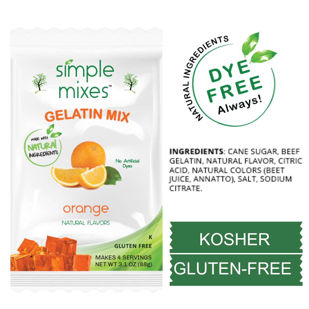 Simple Mixes Natural Gelatin Dessert, Lime, Kosher, 6 Pack of 3.1 oz each