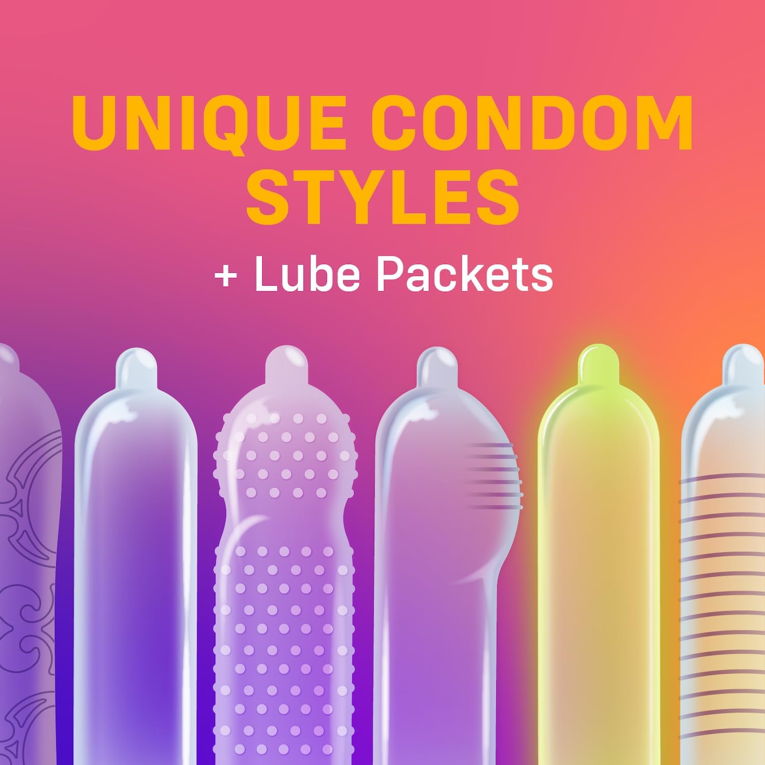 ONE® Condoms Mixed Pleasures™ Variety Pack | Ultra Thin, Glowing, Flavored, and Textured Condoms | 24 Count