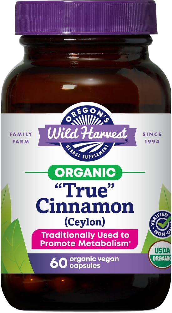 Oregon's Wild Harvest Organic True Cinnamon Ceylon 120 Count Vegan Capsules