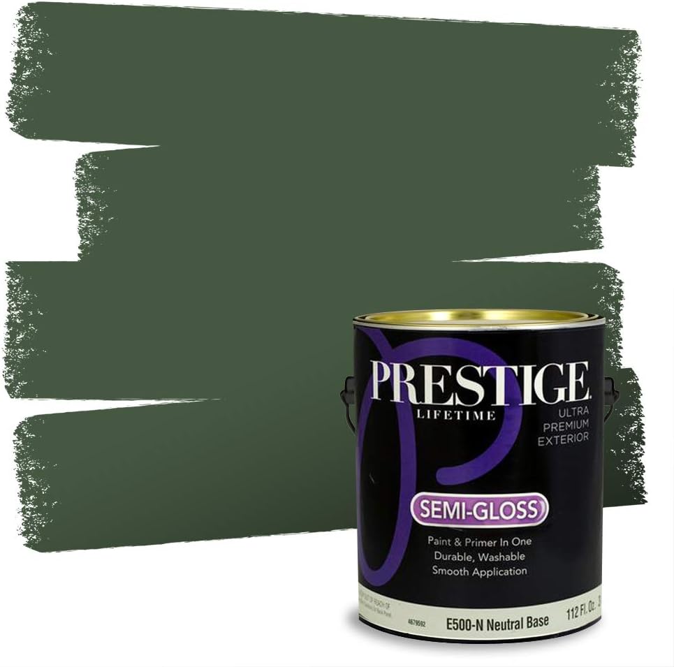 PRESTIGE Paints Exterior Paint and Primer In One, 1-Gallon, Semi-Gloss, Comparable Match of Sherwin Williams* Shamrock*