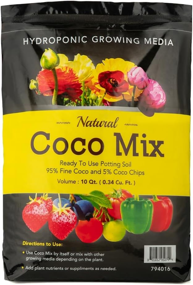 Envelor Organic Coco Coir Brick 10 Lbs. Coir Block Coconut Fiber Growing Medium Potting Soil Mix Coco Peat Media Coir Pith Indoor Outdoor Planters Vegetable Garden Beds