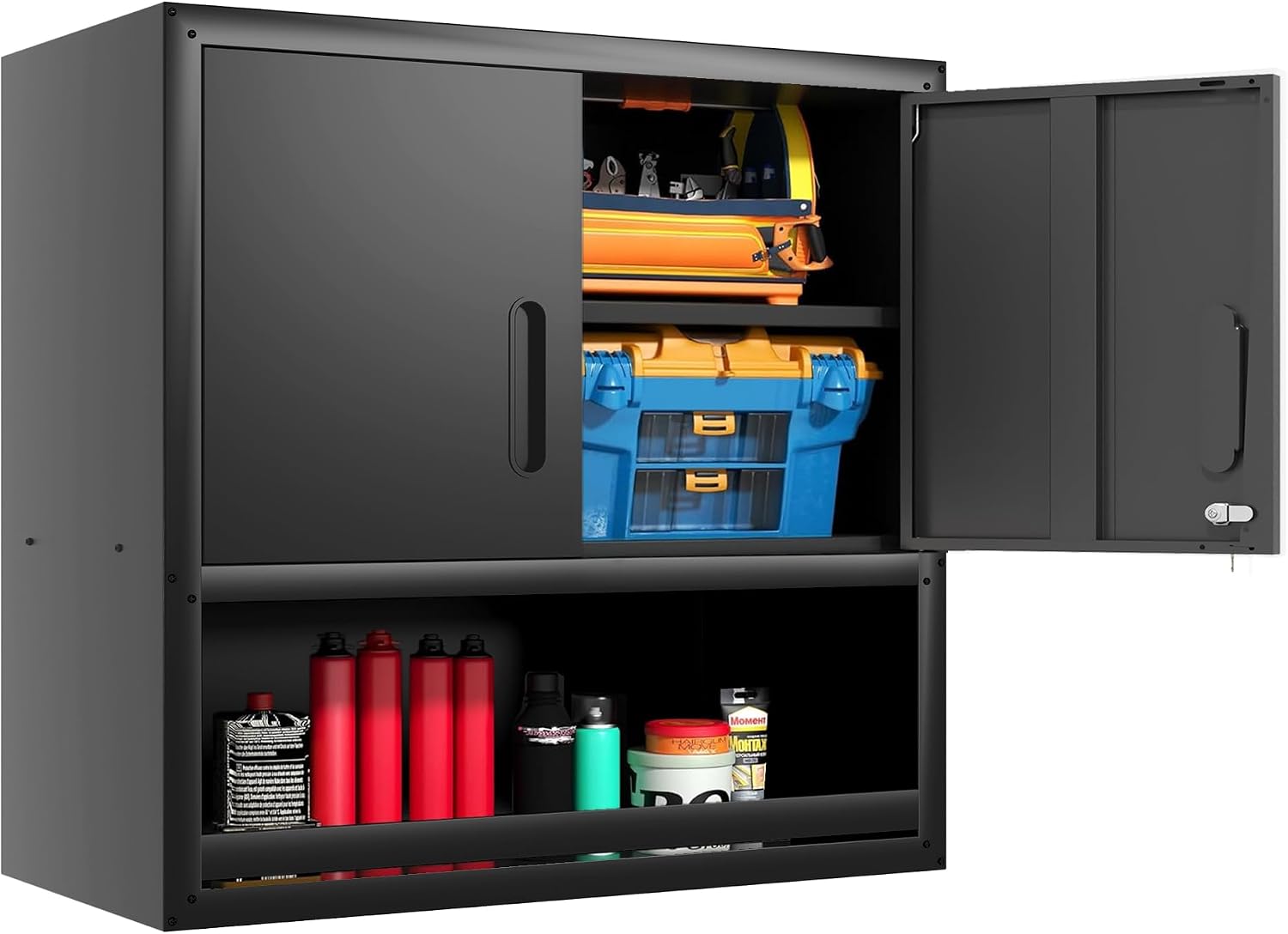 Metal Storage Cabinet for Garage, Tool Cabinet, Utility Cabinet | Wheeled, Rolling Tool Cabinet, 6 Drawers, Top Countertop, Pegboard, Assembly Required, Black