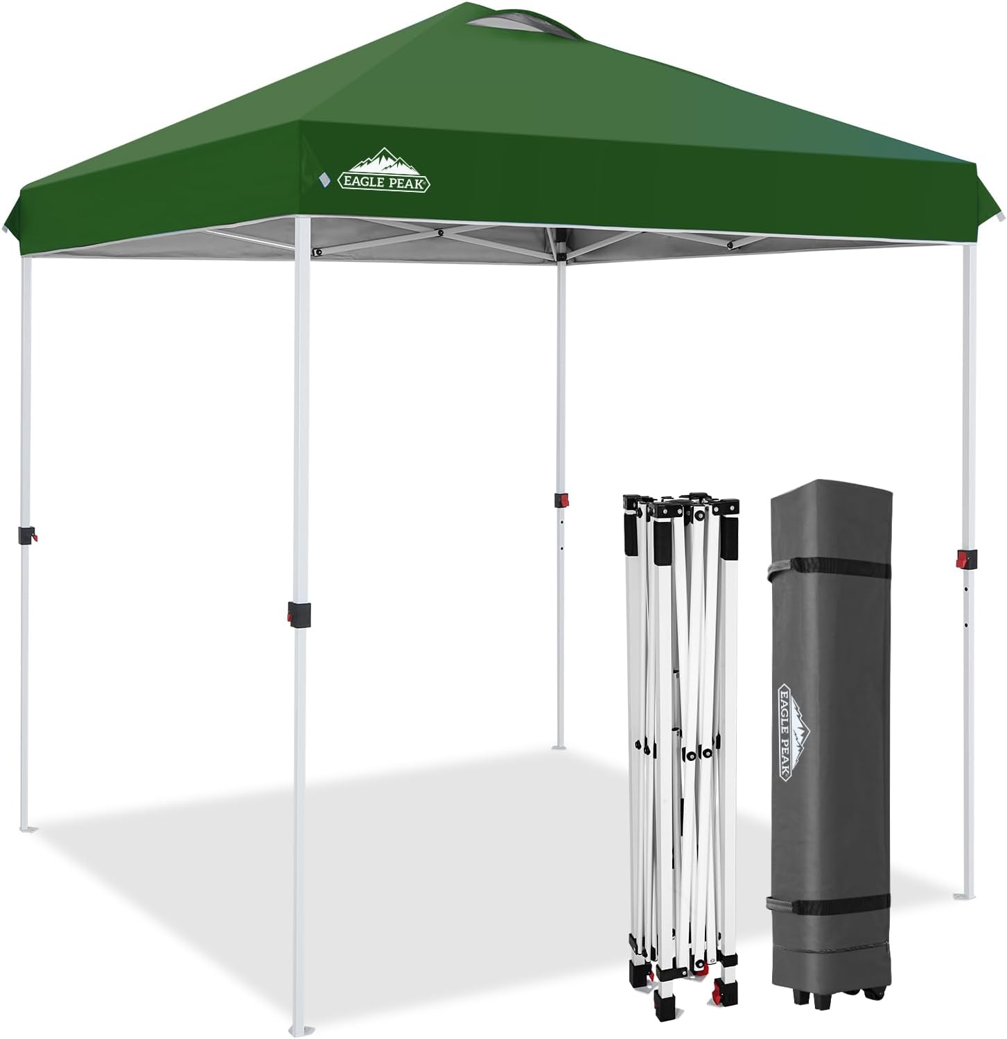 EAGLE PEAK 10x10 Pop Up Canopy Tent Easy Up Canopy Outdoor, White | Patented PeakPush™ Center Lock, 1 Person Setup Portable Pop Up Tent, Beach, Markets, Camping Sport Events, Wheeled Carry Bag