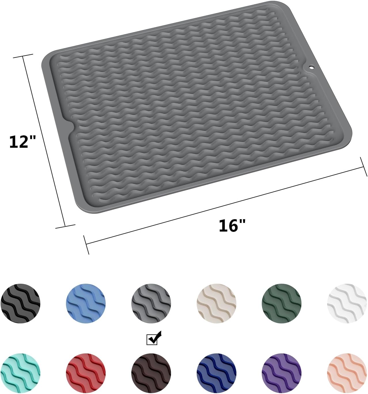 ZLR Silicone Dish Drying Mat for Kitchen Counter, Eco-Friendly Fast Dry Dish Mat, Easy Clean Multi Usage Drying Matt, Heat Resistant Trivet