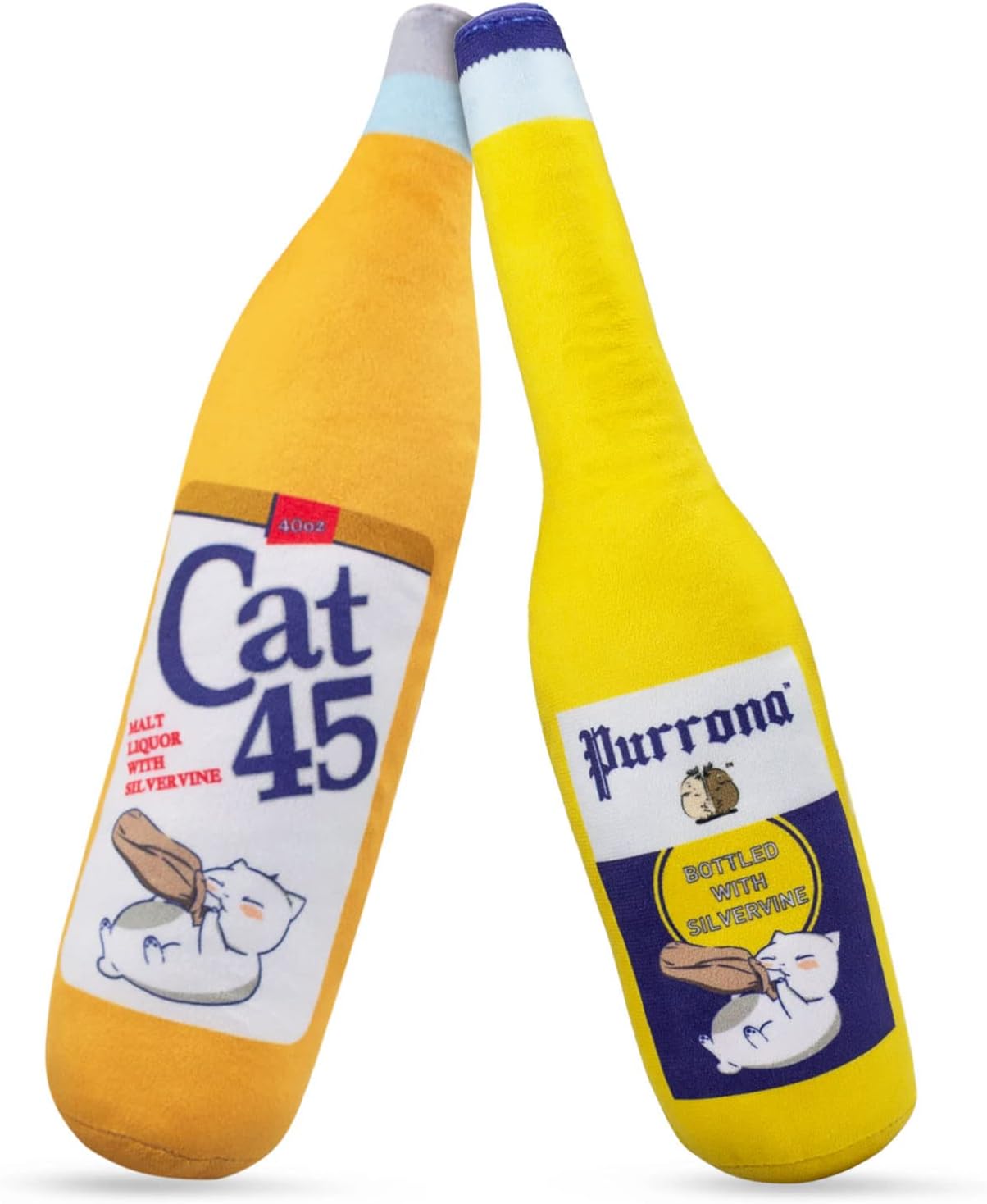KittiForti 2-Pack Organic Silvervine Catnip Substitute Toys for Cats & Kittens | 100% All-Natural Wild Harvested Silvervine | 2 Refillable Beer