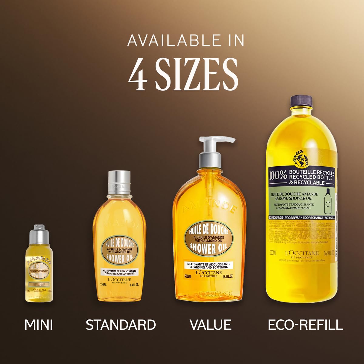 L'OCCITANE Almond Shower Oil, Cleansing Body Wash & Shaving Base, Vegan | Purifies & smooths, non-drying, milky lather, gentle, nourishes, versatile, daily use, self-care essential, luxury skincare
