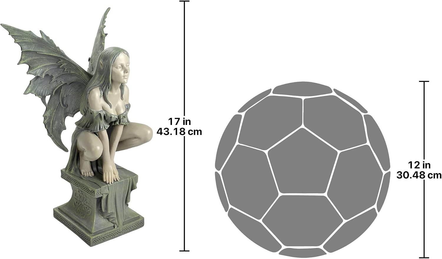 Design Toscano Celtic Fairy's Perilous Perch Outdoor Garden Statue, Large, 19 Inch, Polyresin, Two Tone Stone