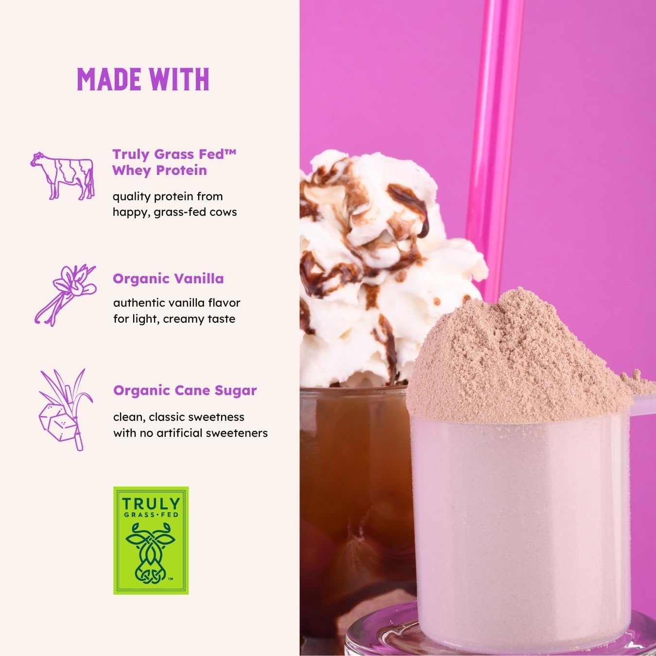Earth Fed Muscle Whey Back Vanilla Irish Grass Fed Whey Protein Isolate | 25g protein per scoop, Third-Party Certified. Smooth vanilla, zero artificial sweeteners. Cold-processed in Ireland.
