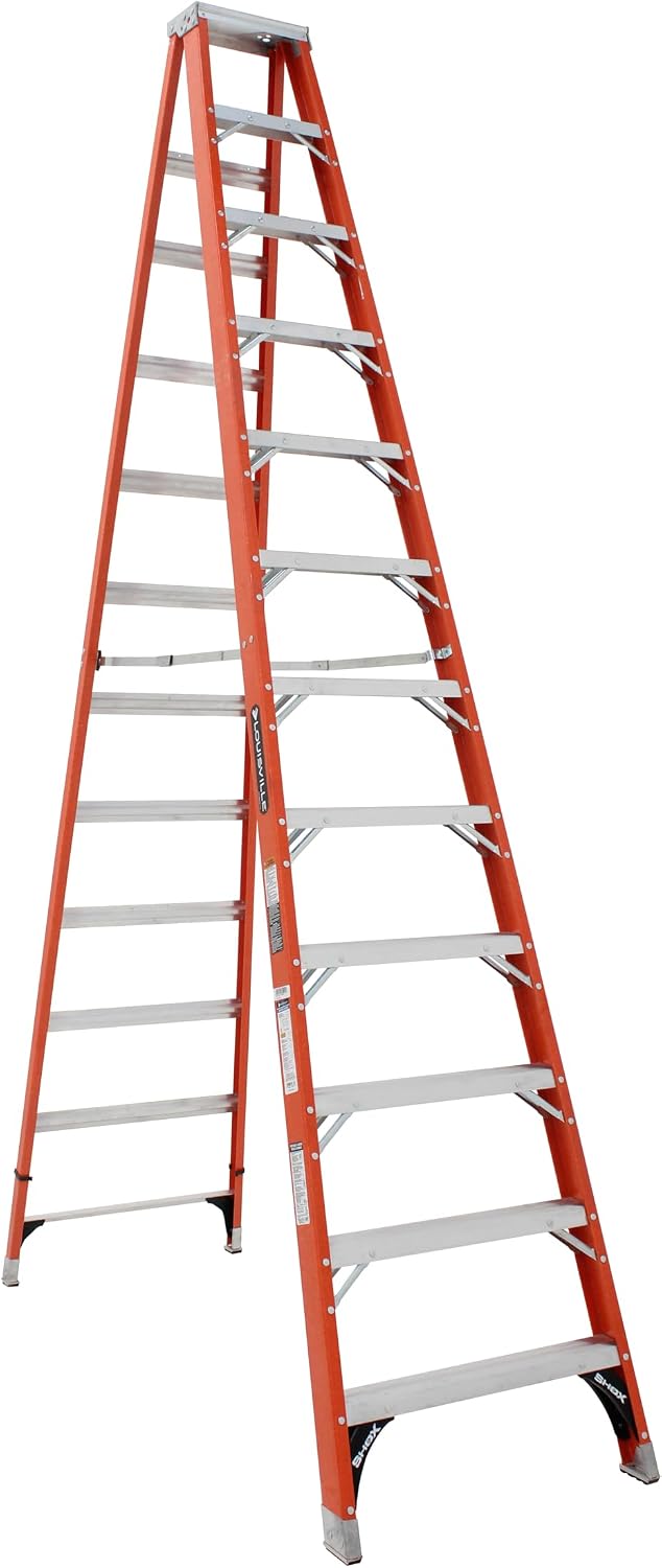 Louisville Ladder 12-Foot Fiberglass Step Ladder, 375-Pound Load Capacity, Type IAA, FS1312HD
