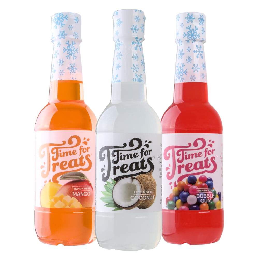 Time For Treats 3-Pack Tropical Punch, Watermelon, Lime Syrup 16.9 Fluid Ounce Per Bottle for Snow Cones, Homemade Sodas, Cocktails, Coffee, Baking and More