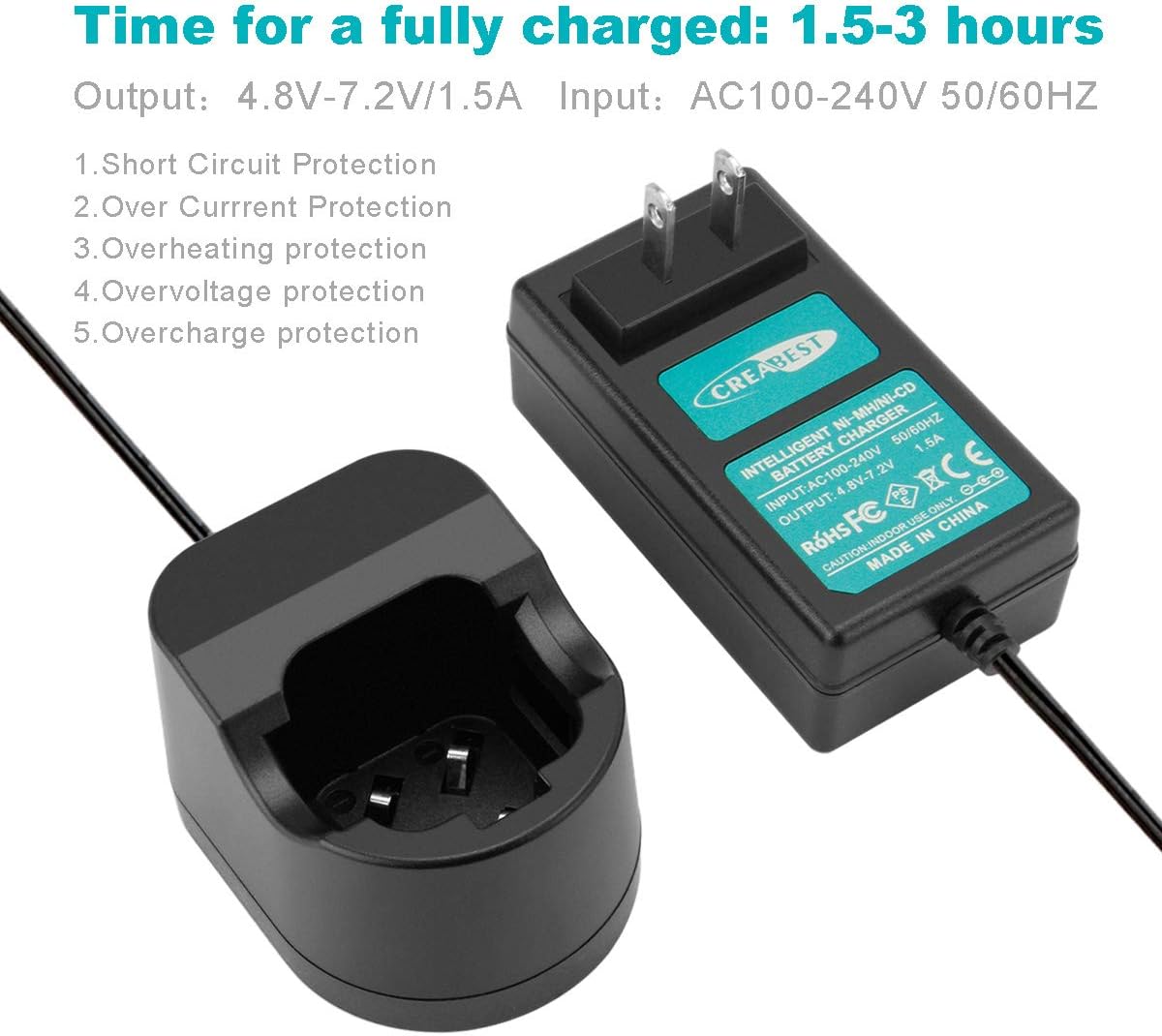 CREABEST 2Packs 3500mAh Ni-MH 4.8V Battery Compatible with Dremel 755-01