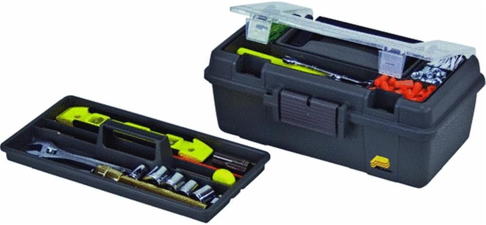 Plano Molding 114-002 13-Inch Compact Tool Box, Graphite Gray with Black Handle and Latches