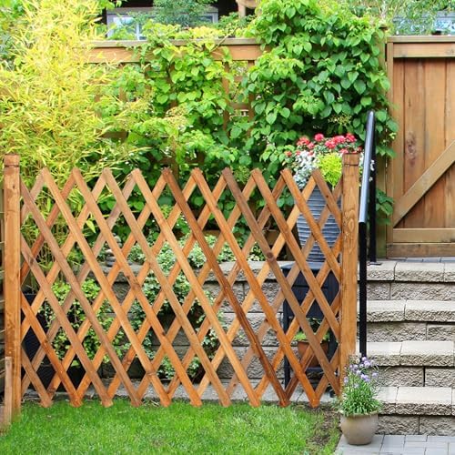 uyouous Garden Fence Wood Garden Fencing 2 Pack Extendable Instant Fence