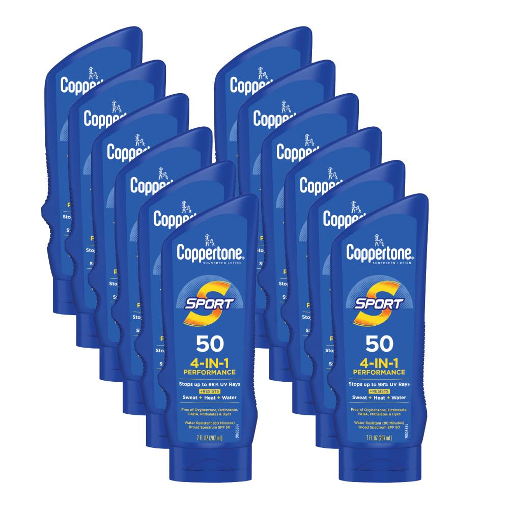 Coppertone SPORT Sunscreen Lotion SPF 30, 7 FL OZ | Sunscreen Lotion with Vitamin E, Sweat, Heat and Water Resistant, PABA, Oxybenzone, Octinoxate, Paraben and Dye Free