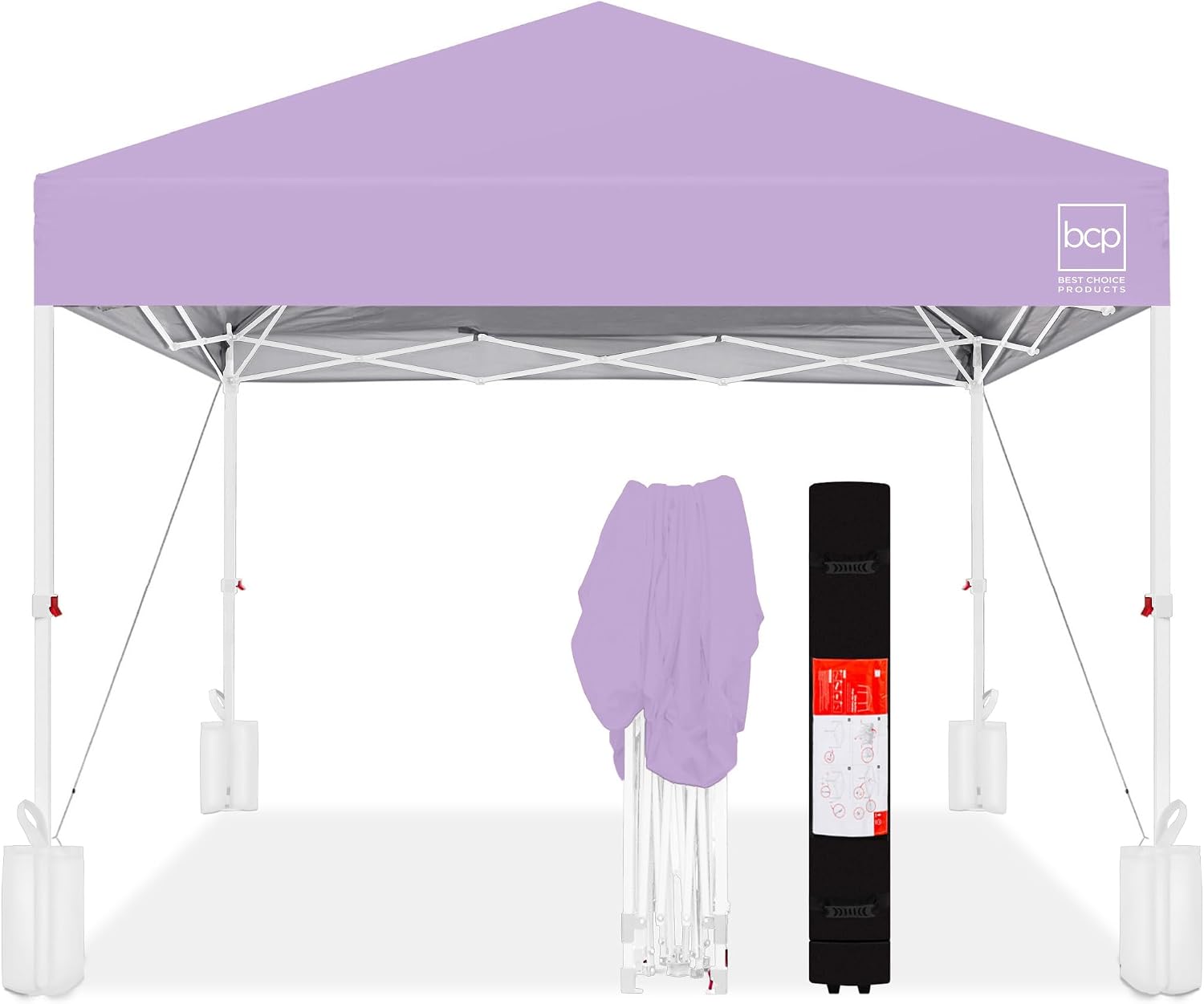 Best Choice Products 10x10ft Pop Up Canopy Tent, Outdoor Shade, 1 Person 1 Minute Set Up, Carry Case, 4 Weight Bags - White