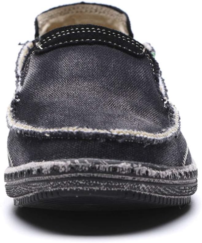 VILOCY Mens Slip on Deck Shoes Casual Canvas Loafers Beach Boat Shoes Zero Drop Vintage Flat
