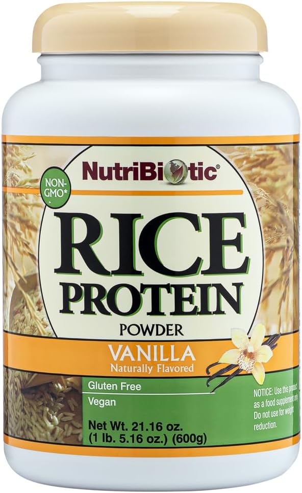 NutriBiotic – Plain Rice Protein, 1 Lb 5 oz (600g) - Low Carb, Keto-Friendly, Vegan, Raw Protein Powder - Grown & Processed Without Chemicals, GMOs or Gluten - Easy to Digest & Nutrient-Rich