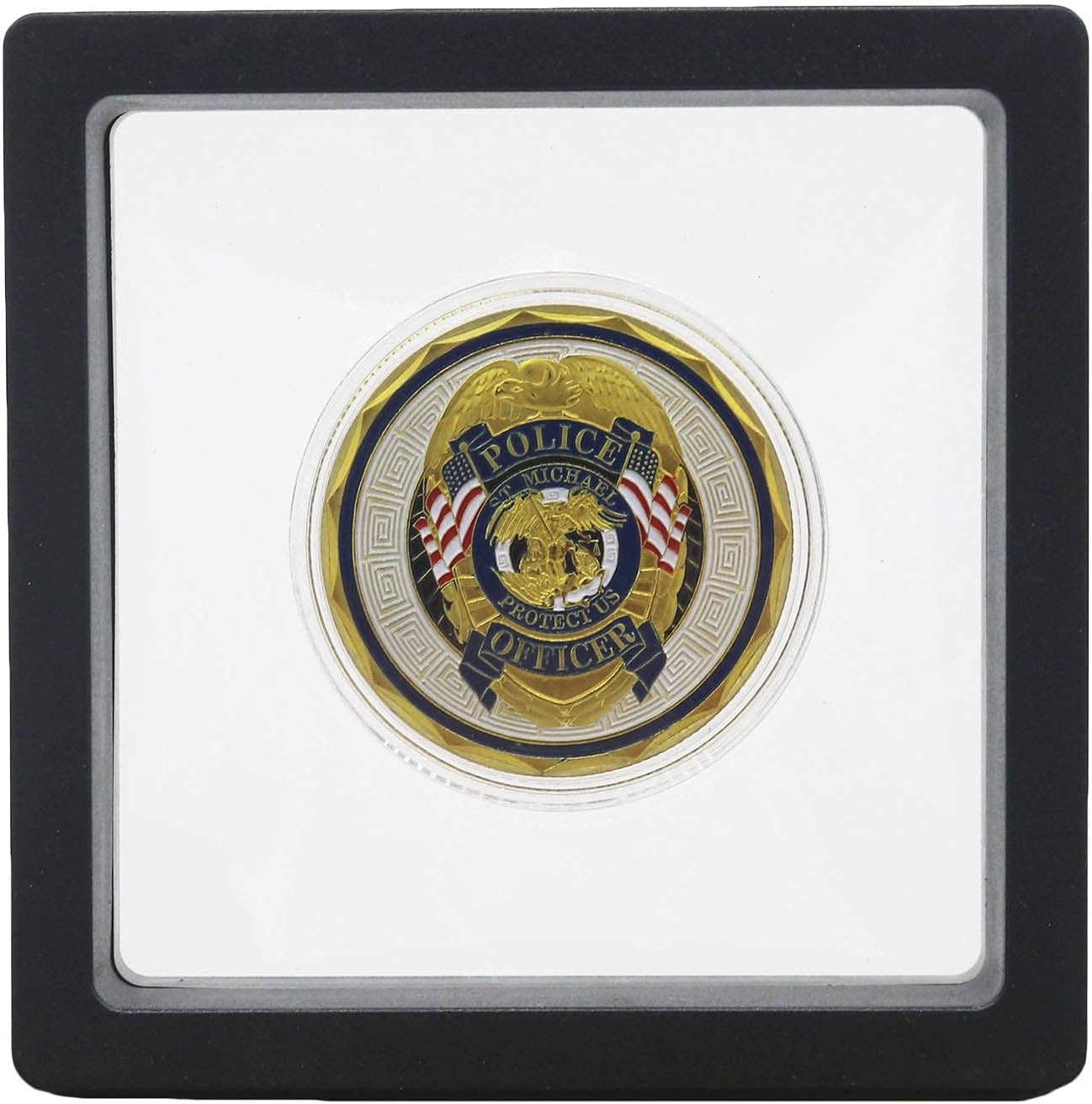 Challenge Coins Display Stand, Medallion Jewelry Specimen Holder, Military Medal Clear Floating Frame Case Box, 3.5"x3.5"x0.8"