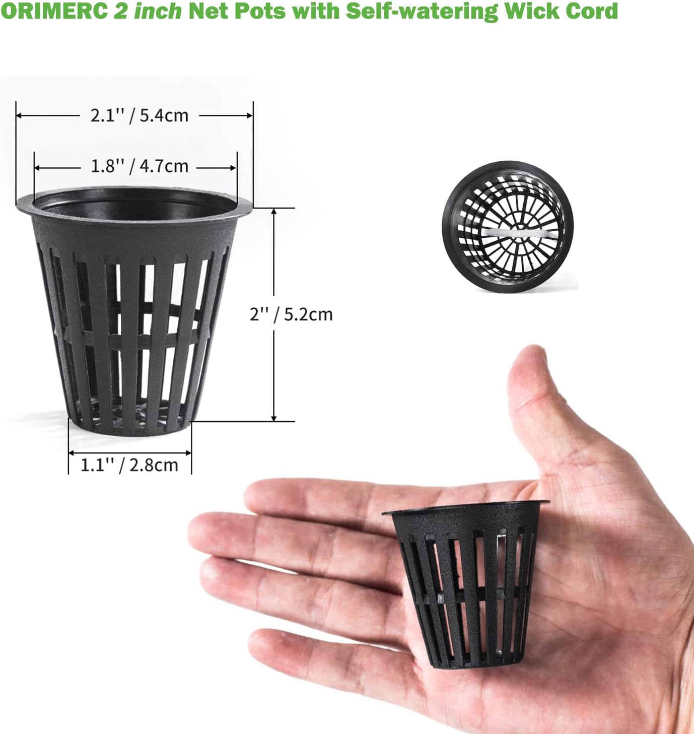 ORIMERC 30 Pack 3 inch Net Cup Pots with 30 feet Hydroponic Self Watering Wick & 30 Plant Labels Aquaponics Mason Jar Bucket Insert Orchid kratky Vegetable Gardening Growing Netted Basket Slotted Mesh