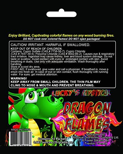 Mystical Fire Dragon Flames Fire Color Changing Packets Colorful Fire 12pk | 12-pack color changing fire packets creates colorful flames in fire