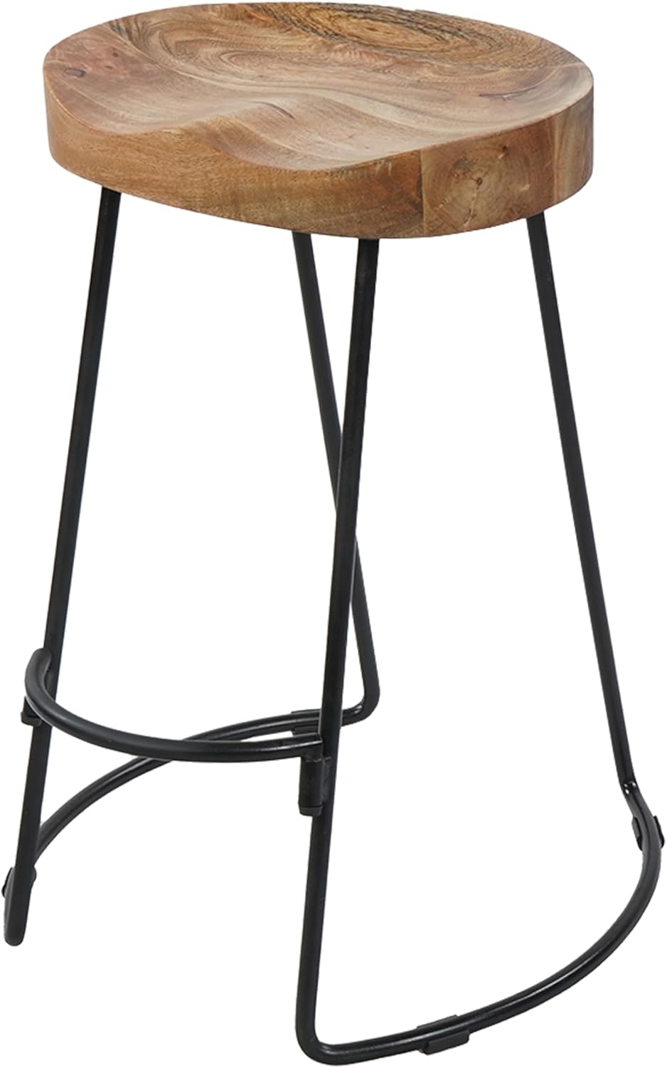 The Urban Port 24 Inch Wooden Saddle Seat Barstool