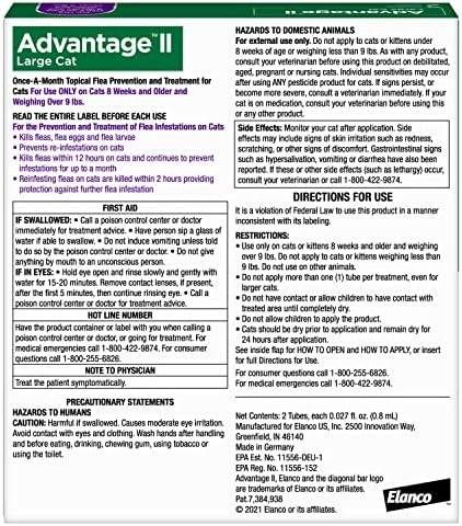 Advantage II Large Cat Vet-Recommended Flea Treatment & Prevention | Cats Over 9 lbs. | 2-Month Supply
