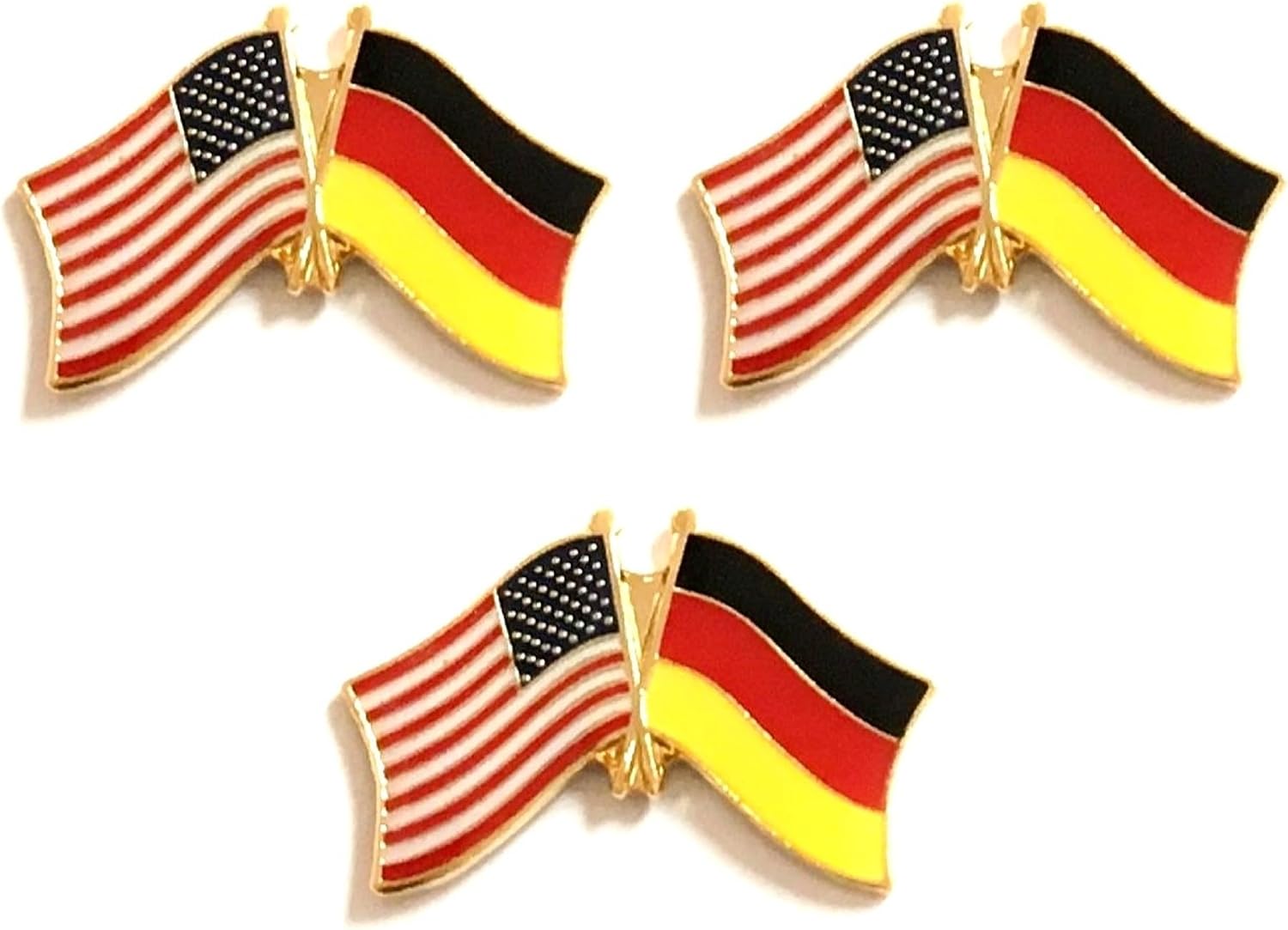 3 National Country Flag Crossed Enamel Flag Pins Pack of 3 Friendship Double Flags