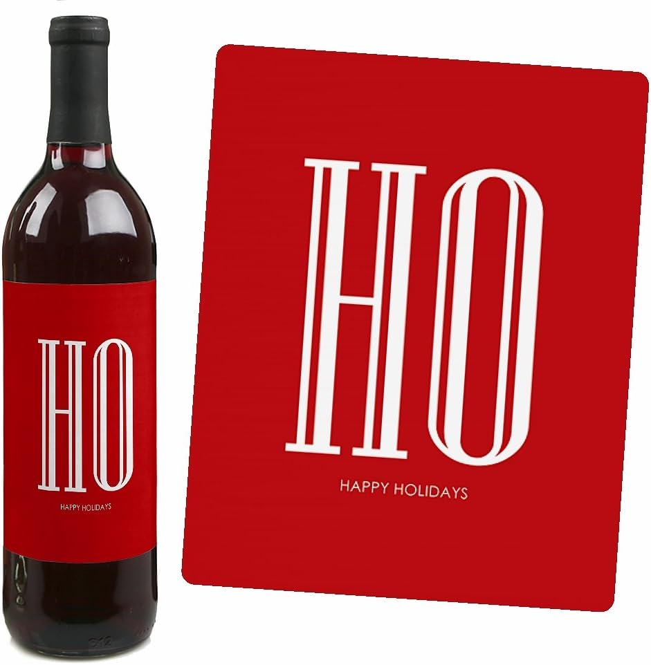Big Dot of Happiness Ugly Sweater - Holiday and Christmas Wine Bottle Label Stickers - Set of 4
