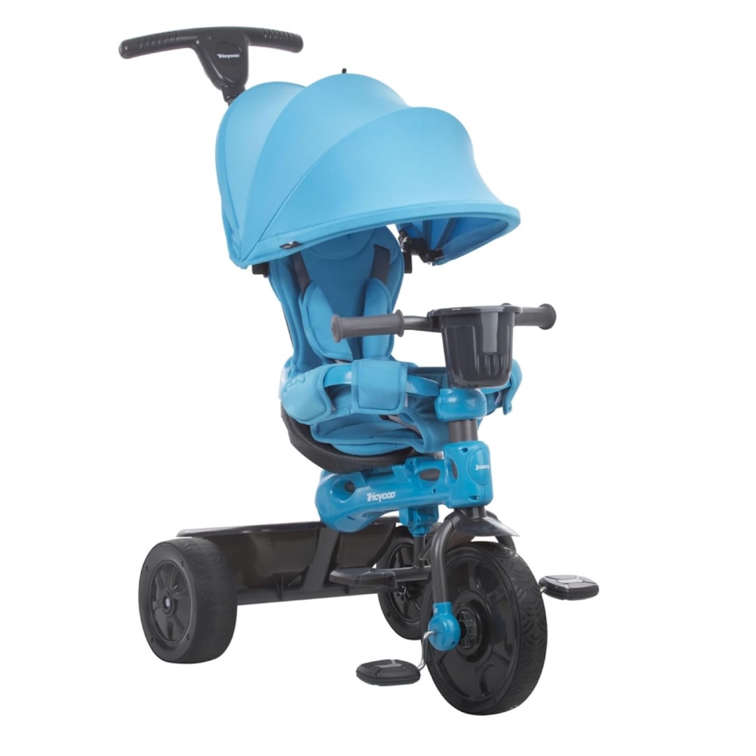 Joovy Tricycoo 4.1 Kids Tricycle with 4-Stages Featuring Extra-Wide Front Tire, Removable and Adjustable Parent Handle, Safety Harness