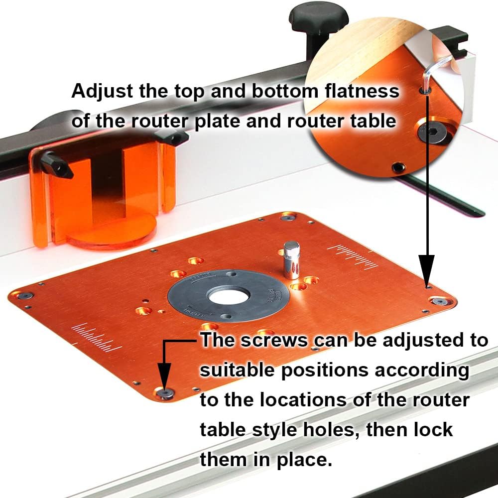 O'SKOOL Precision Aluminum Router Table Insert Plate | Router Templates With Pre-Drilled Adapt to Multiple Routers of Different Model, RTS02A