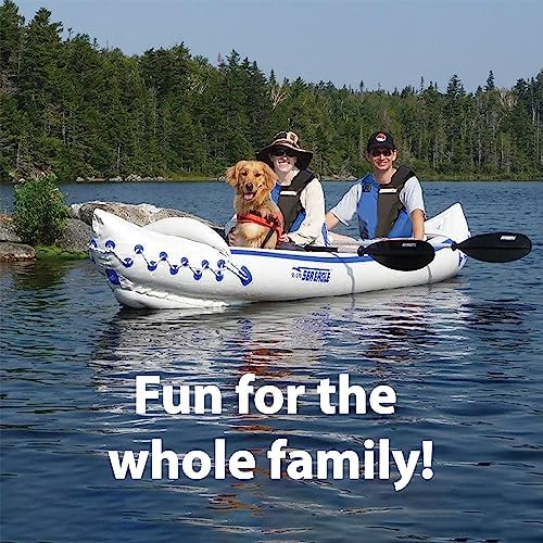 Sea Eagle 370 Pro 3 Person Inflatable Sport Kayak with Pro Package Includes Paddles, Deluxe Seats, Pump