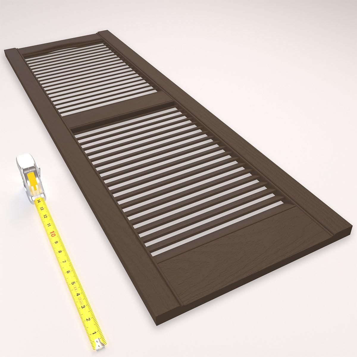 Ekena Millwork 14.5 in. W x 48 in. H Builders Edge, Standard Cathedral Top Center Mullion, Open Louver Shutters, Includes Matching Installation Spikes (Per Pair), 002 - Black