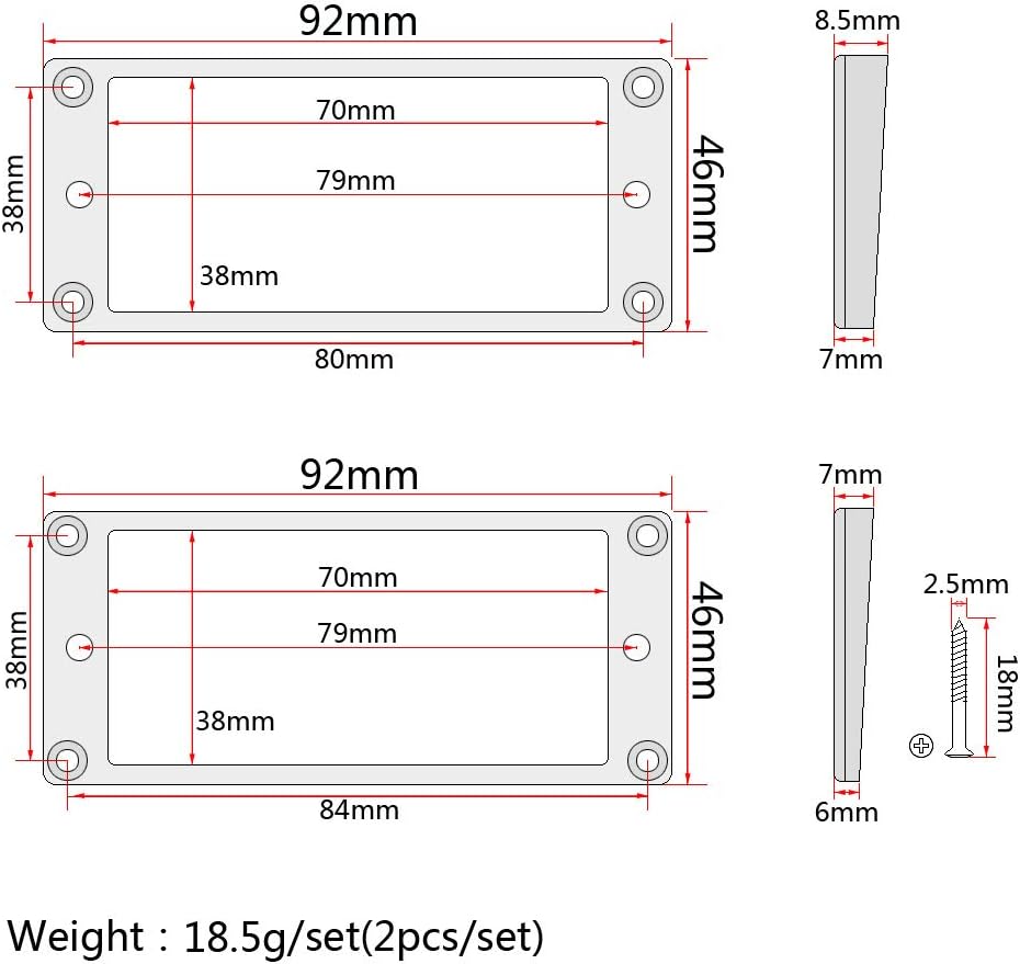 Alnicov 2 Pcs Rosewood Curved Bottom Humbucker Pickup Ring Set for Epiphone Guitar Accessories