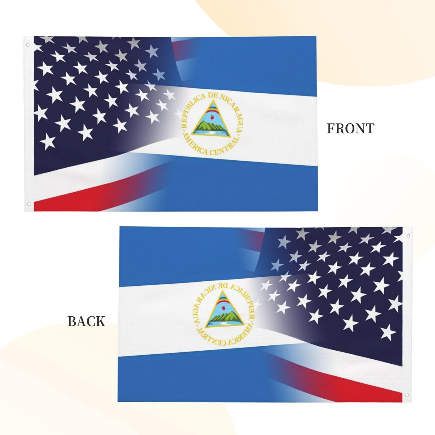 Nicaragua Nicaraguan And American Flag America USA 3x5 Ft Patriotic Banner Outdoor Indoor Decoration National Flags for Garden Car Yard Outside Decor