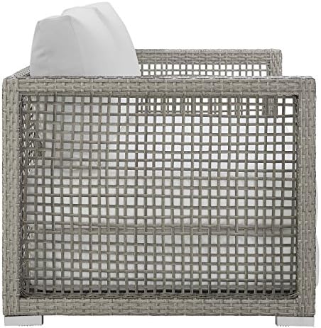 Modway EEI-2924 Aura Wicker Rattan Outdoor Patio 52" Loveseat with Cushions in Gray White