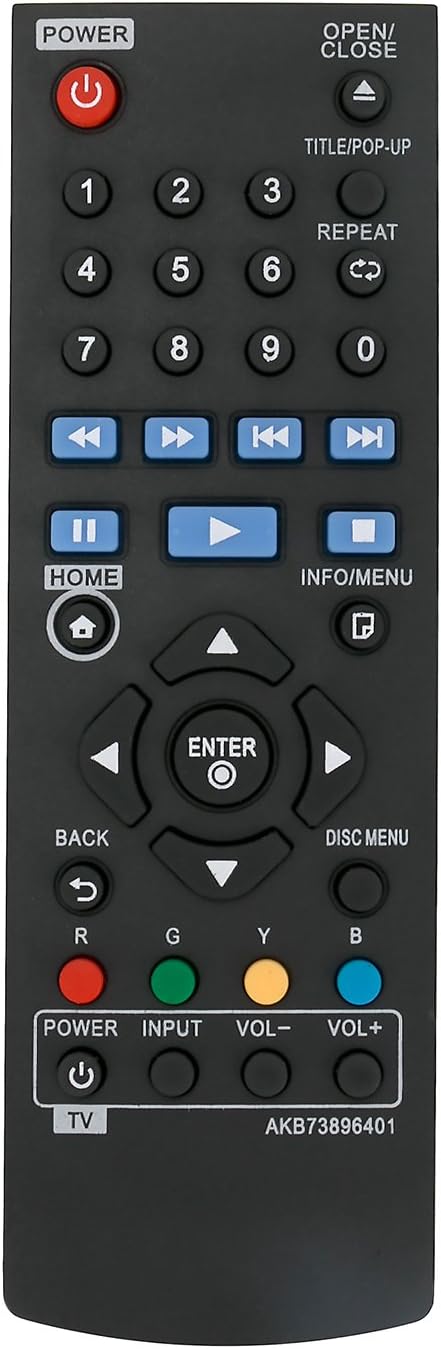 New AKB73896401 Replace Remote fit for LG BLU RAY DISC DVD Player BP135 | BP145 BP155 BP175 BP255 BP300 BP335W BP340 BP350 BPM25 BPM35 UP870 UP875