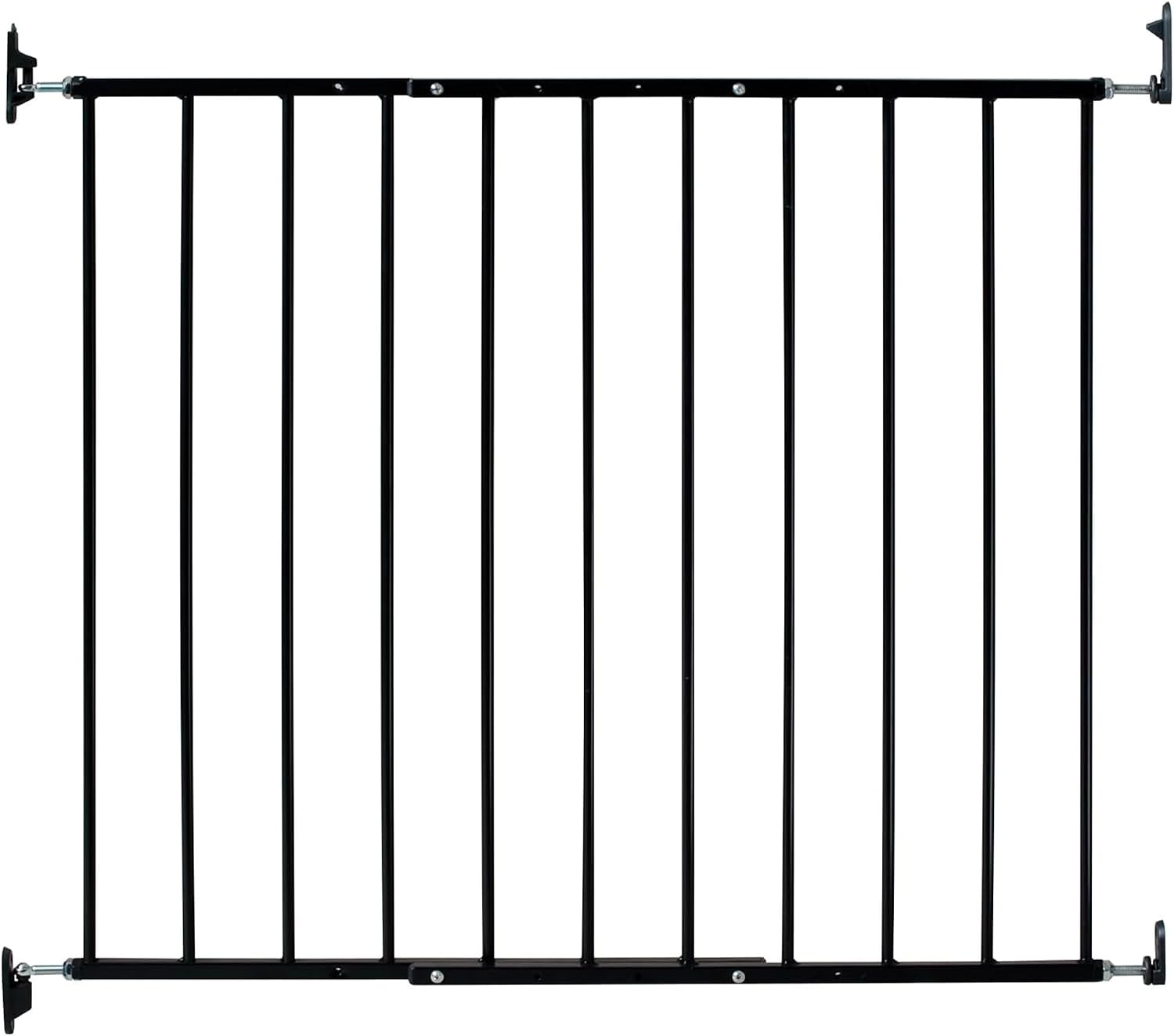 KidCo 24.75-42.5" Safeway Walk Through Baby Gate for Stairs and Doorways | No-Trip Top of Stairs Baby Gate No Bottom Bar | Quick-Release Mounted Hardware for Security and Easy Removal (Black)