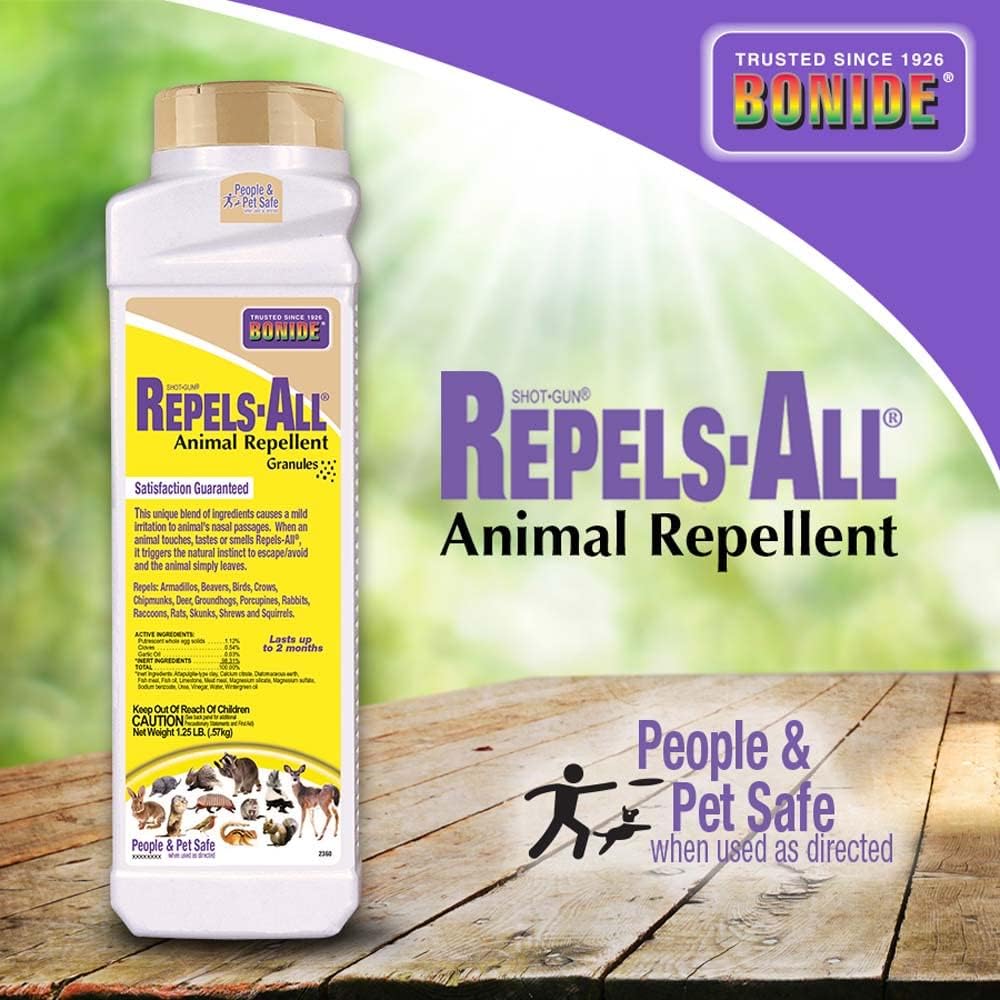 Bonide Repels-All Animal Repellent Granules, 6 lbs. | Ready-to-Use Deer & Rabbit Repellent, Deter Pests from Lawn & Garden