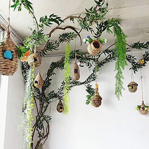 Yesland 4 Pack Hand Woven Hummingbird House, 9 x 4 Inches Bird Hut and Hummingbird Houses Nest