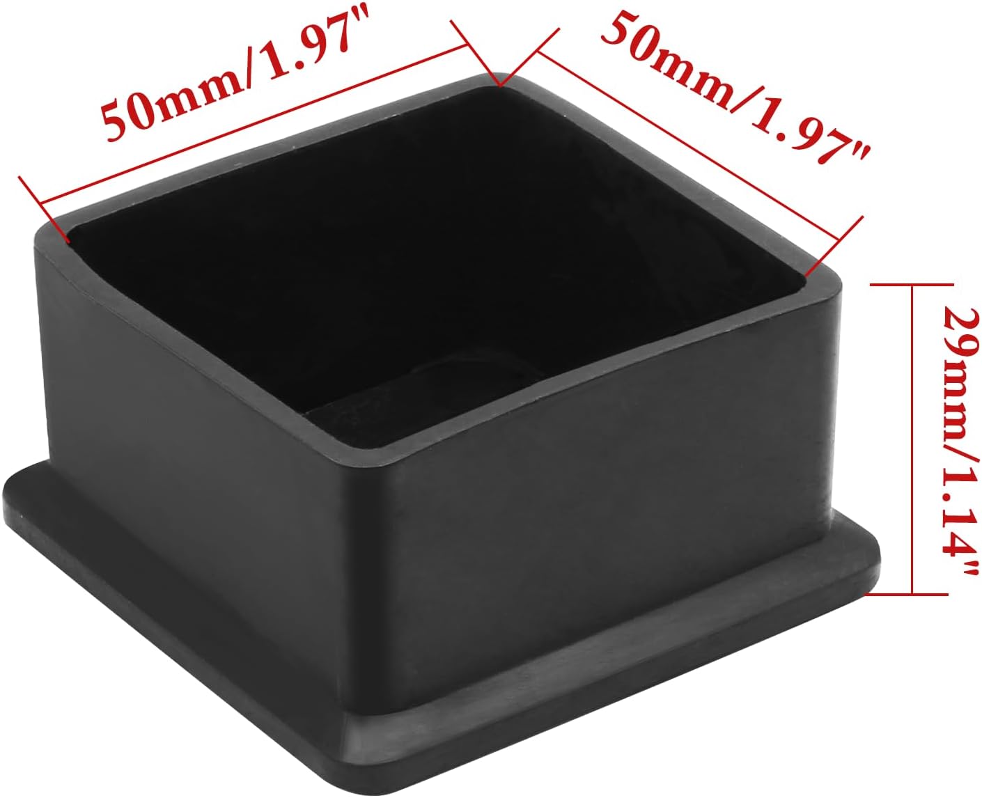 Bonsicoky 20Pcs Rectangle Rubber Furniture Leg Caps (3/4" x 1-1/2"), Vinyl Flexible Chair Leg Floor Protectors for Patio Indoor Chair Table Bed