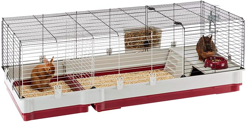 Ferplast Krolik XXL Rabbit Cage w/Wire Extension | Rabbit Cage Includes All Accessories & Measures 63.8L x 23.62W x 19.68H Inches | 1-Year Warranty