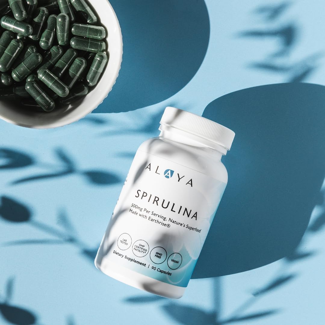 Alaya Pure Spirulina 500mg Hawaiian Blue Green Algae 90 Capsules